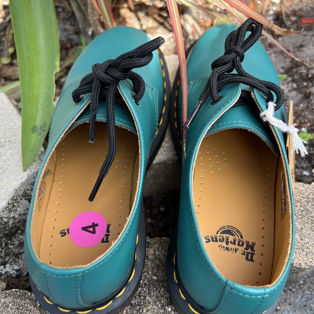 NEW Dr. Martens Khaki Teal Leather Oxford Shoes Women's Size 5 LA004 GT01Y - Picture 5 of 9